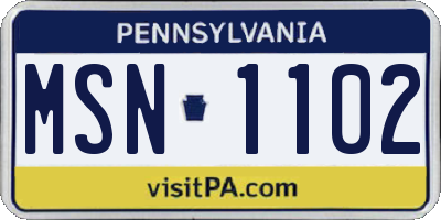 PA license plate MSN1102