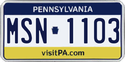 PA license plate MSN1103