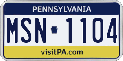 PA license plate MSN1104