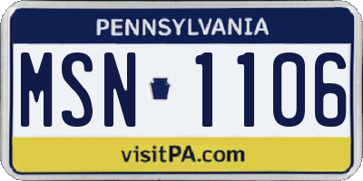 PA license plate MSN1106