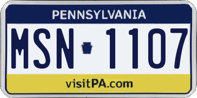PA license plate MSN1107