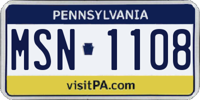 PA license plate MSN1108