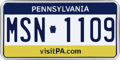 PA license plate MSN1109