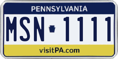 PA license plate MSN1111