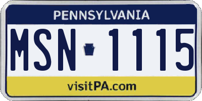 PA license plate MSN1115