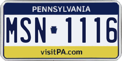 PA license plate MSN1116