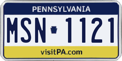PA license plate MSN1121