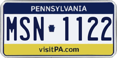 PA license plate MSN1122
