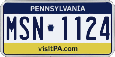 PA license plate MSN1124