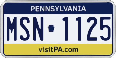 PA license plate MSN1125