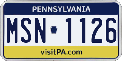 PA license plate MSN1126