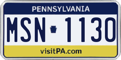 PA license plate MSN1130
