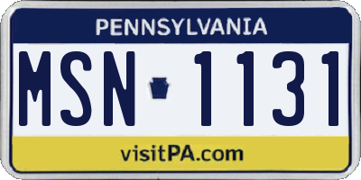 PA license plate MSN1131