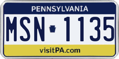 PA license plate MSN1135