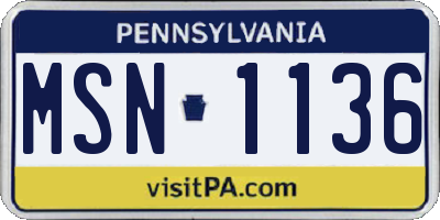 PA license plate MSN1136