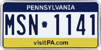 PA license plate MSN1141