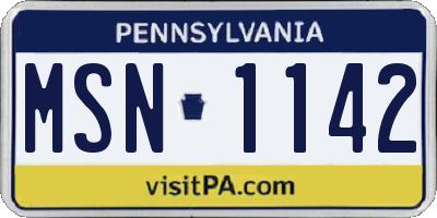 PA license plate MSN1142