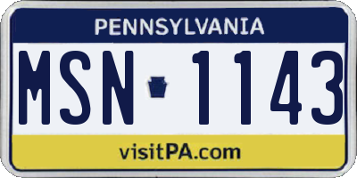 PA license plate MSN1143