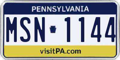 PA license plate MSN1144