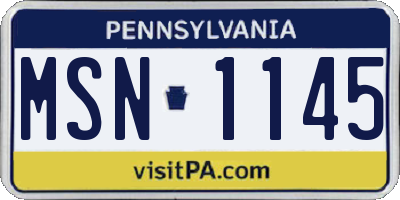 PA license plate MSN1145