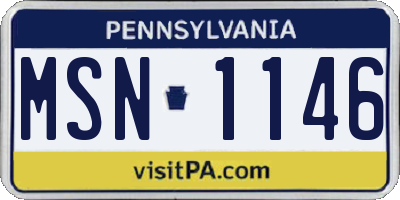 PA license plate MSN1146