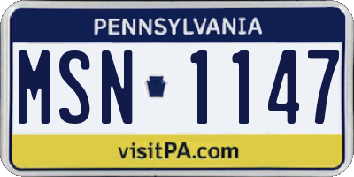 PA license plate MSN1147