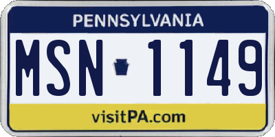 PA license plate MSN1149