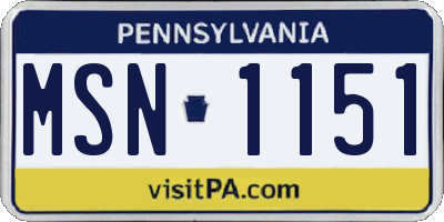 PA license plate MSN1151