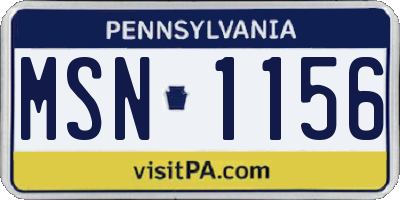 PA license plate MSN1156