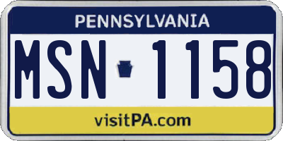 PA license plate MSN1158