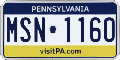 PA license plate MSN1160