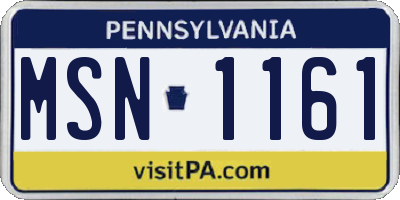 PA license plate MSN1161