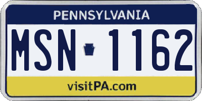 PA license plate MSN1162
