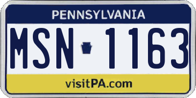 PA license plate MSN1163
