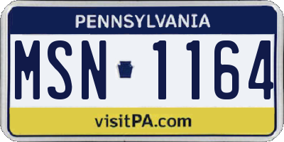 PA license plate MSN1164