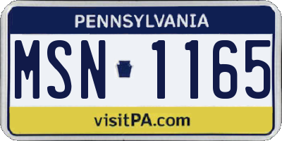 PA license plate MSN1165