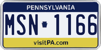 PA license plate MSN1166