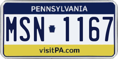 PA license plate MSN1167