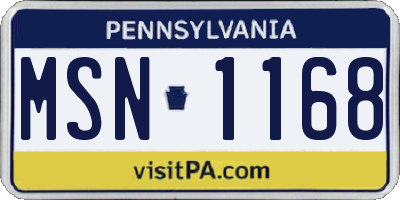 PA license plate MSN1168
