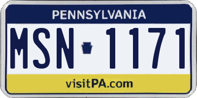 PA license plate MSN1171