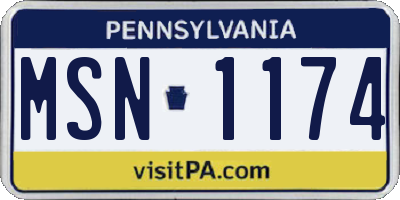 PA license plate MSN1174