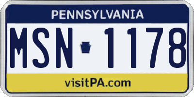 PA license plate MSN1178