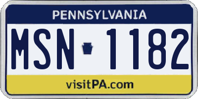 PA license plate MSN1182