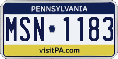 PA license plate MSN1183