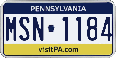 PA license plate MSN1184