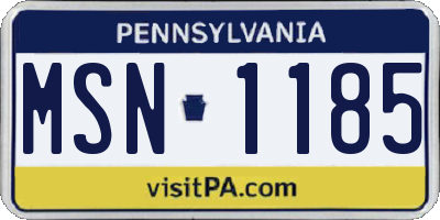 PA license plate MSN1185
