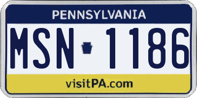 PA license plate MSN1186
