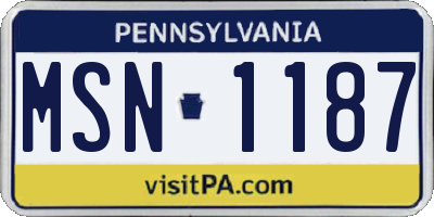 PA license plate MSN1187