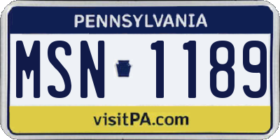 PA license plate MSN1189