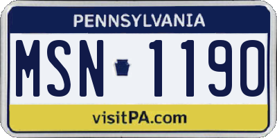 PA license plate MSN1190